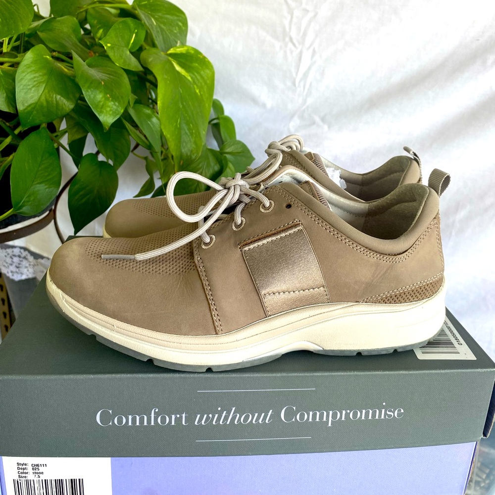 Aravon Women's Pyper Plaintoe Shoes NIB 7.5D Color Stone